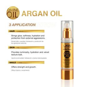 Liss Expert Professional argan oil dropper releasing oil for added shine