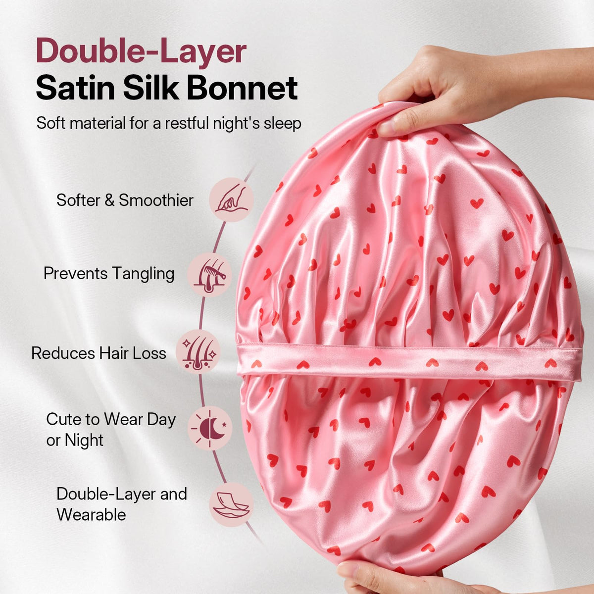 LitBear satin lining close-up highlighting smooth texture and hair protection