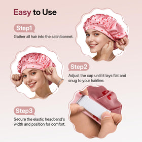 LitBear bonnet worn by model with curly hair preserving curls