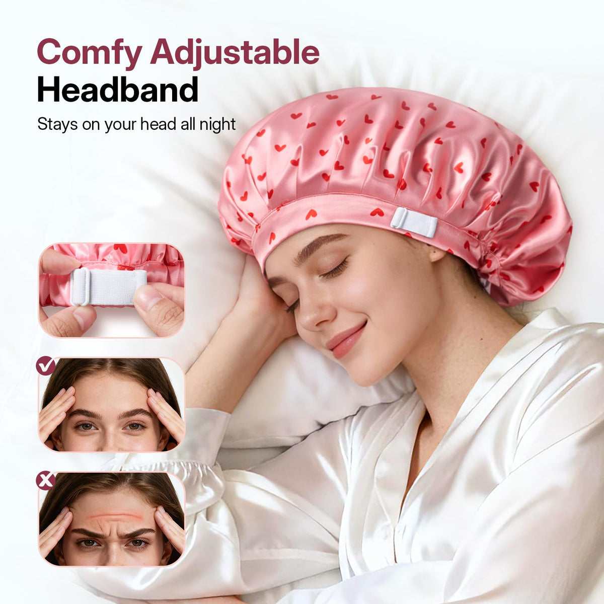 LitBear bonnet interior view demonstrating XL capacity for thick hair