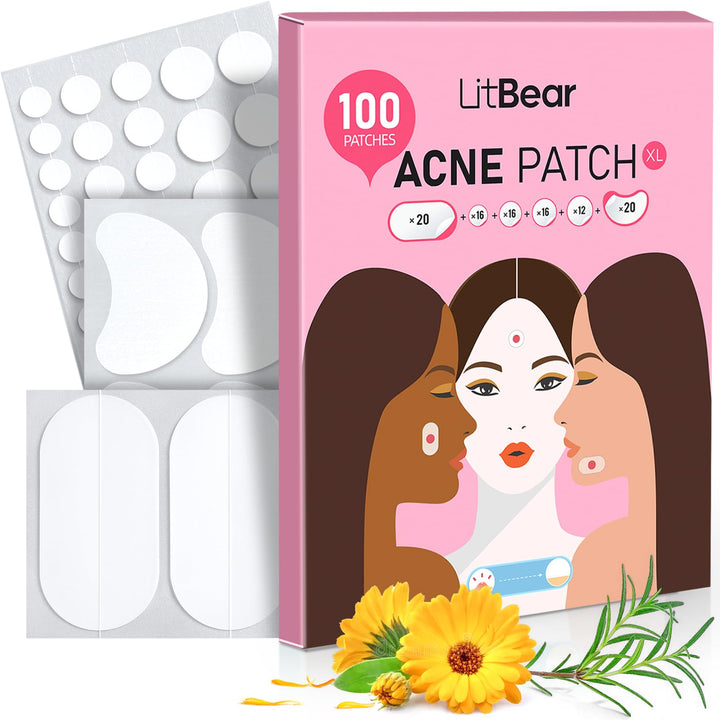 LitBear front packaging showing large acne patch kit and benefits