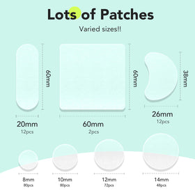 LitBear array of seven patch sizes laid flat illustrating selection and variety