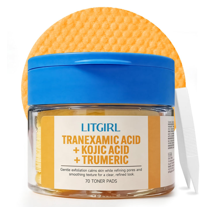 LITGIRL jar front packaging showing brand and 70 pads, convenient travel-ready