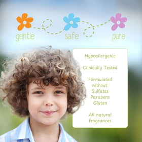 Little Green product label and ingredient list showing hypoallergenic, gentle benefits