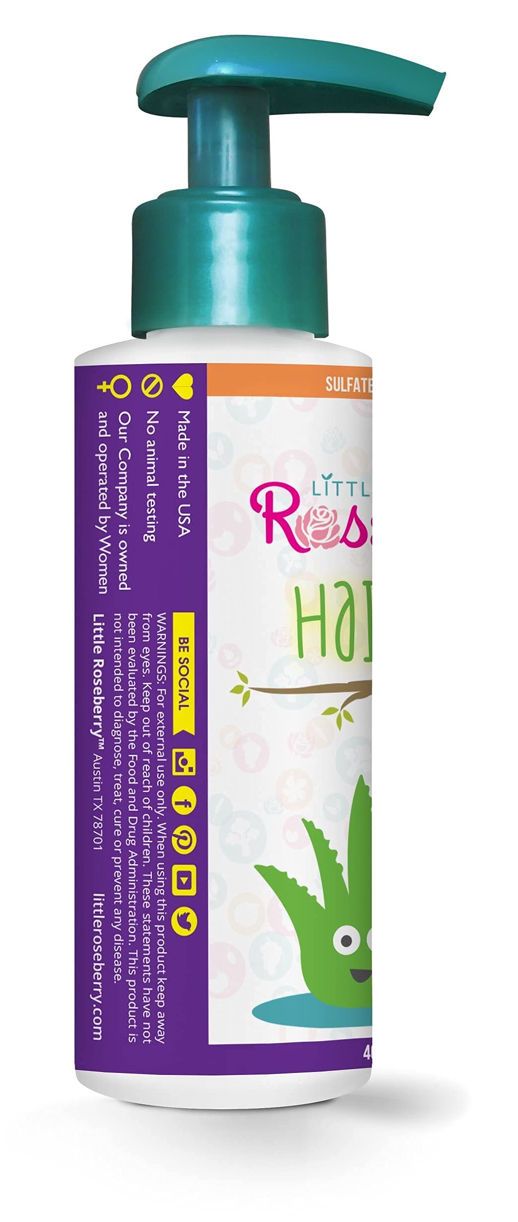 Little Roseberry ingredients label featuring organic aloe and vitamins