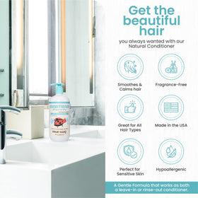 Little Twig conditioner dispensed in hand demonstrating easy application and slip
