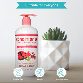 Little Twig ingredients arranged with pomegranate and botanicals highlighting natural formula