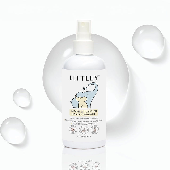 LITTLEY front packaging showing compact travel bottle and label benefits