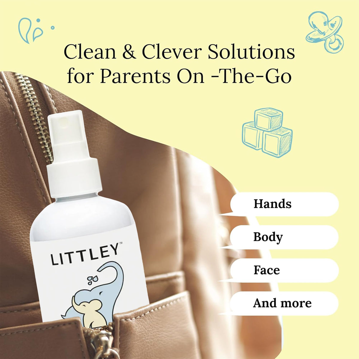 LITTLEY label close-up highlighting HOCl formula and fragrance-free benefit