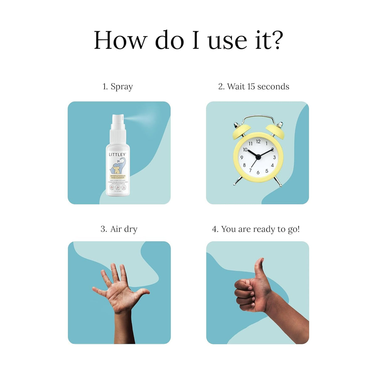 LITTLEY label ingredients detail showing fragrance-free, alcohol-free formula benefits