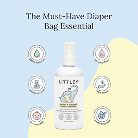 LITTLEY bottle inside diaper bag illustrating portable 8 oz size