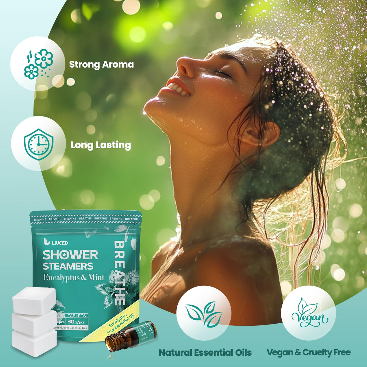 LIUCED 5ml eucalyptus oil bottle label visible, pure oil for added control
