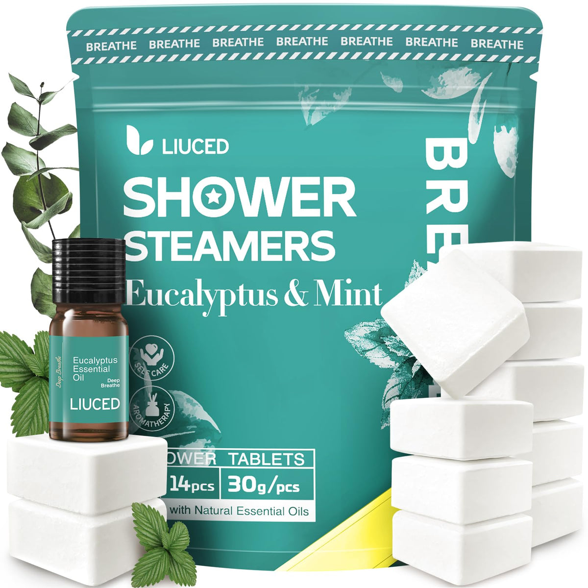 LIUCED front packaging showing eucalyptus and mint set, appealing gift presentation
