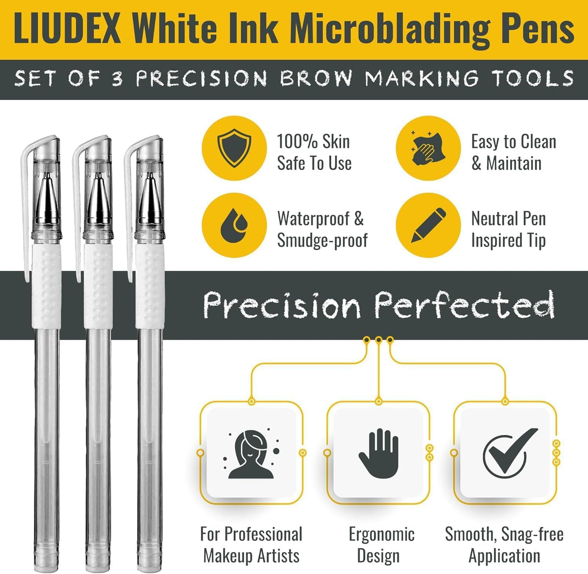 LIUDEX pen used during brow mapping showing clean, accurate outlining