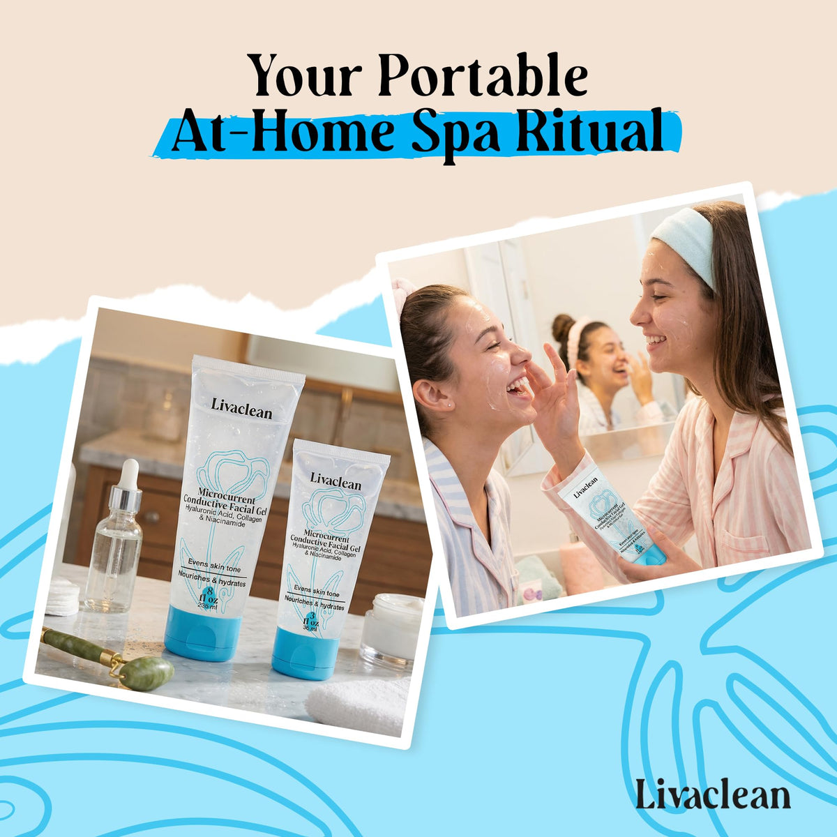 Clean facial skin after wiping LivaClean gel demonstrating non-greasy finish