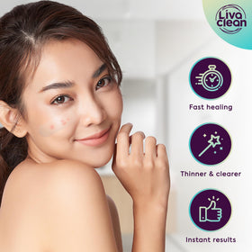 LivaClean patch application setup with clean skin and scissors for precise fit
