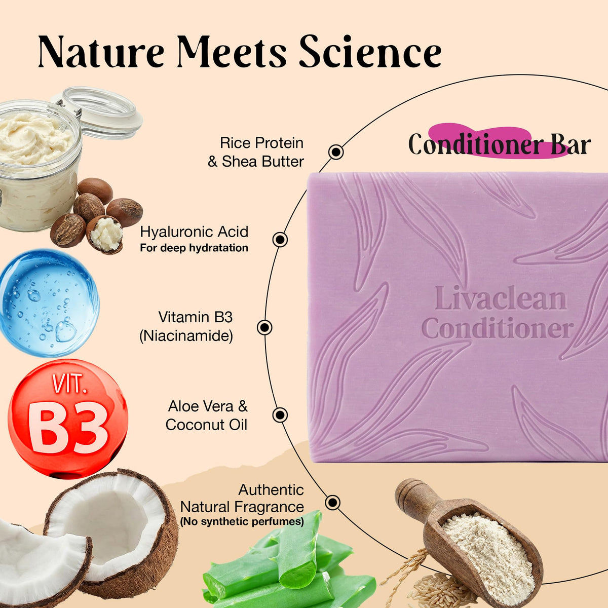 LivaClean conditioner bar spread on hands to detangle and hydrate