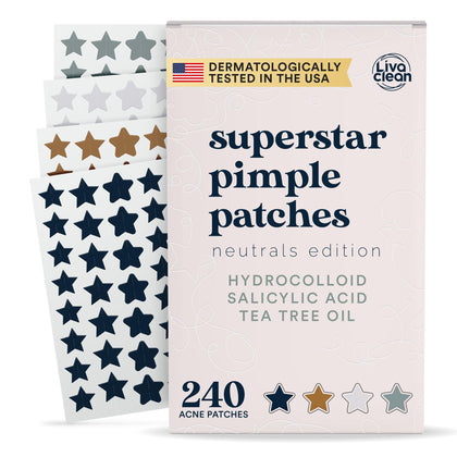 LivaClean front packaging showing 240 star pimple patches and benefit: bulk supply