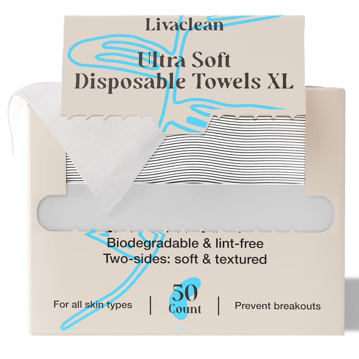 LivaClean front packaging showing 50-count pack and product benefits