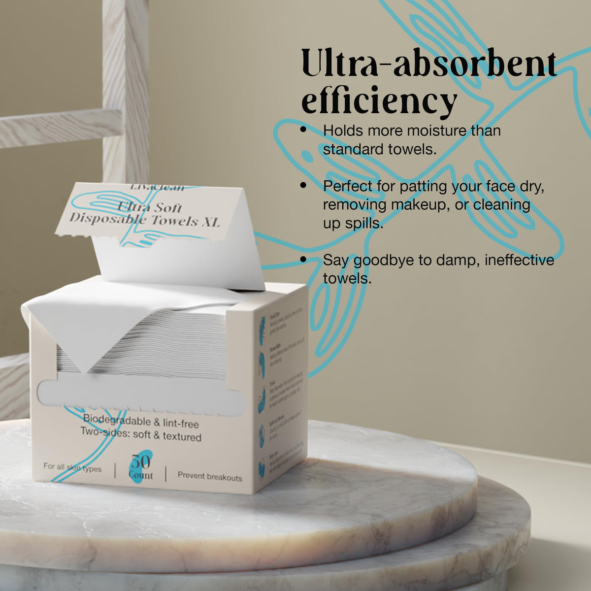 LivaClean label detail showing viscose material and biodegradable note