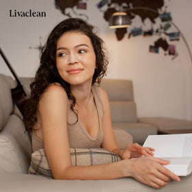 LivaClean pack staged on bathroom shelf for convenient skincare routine