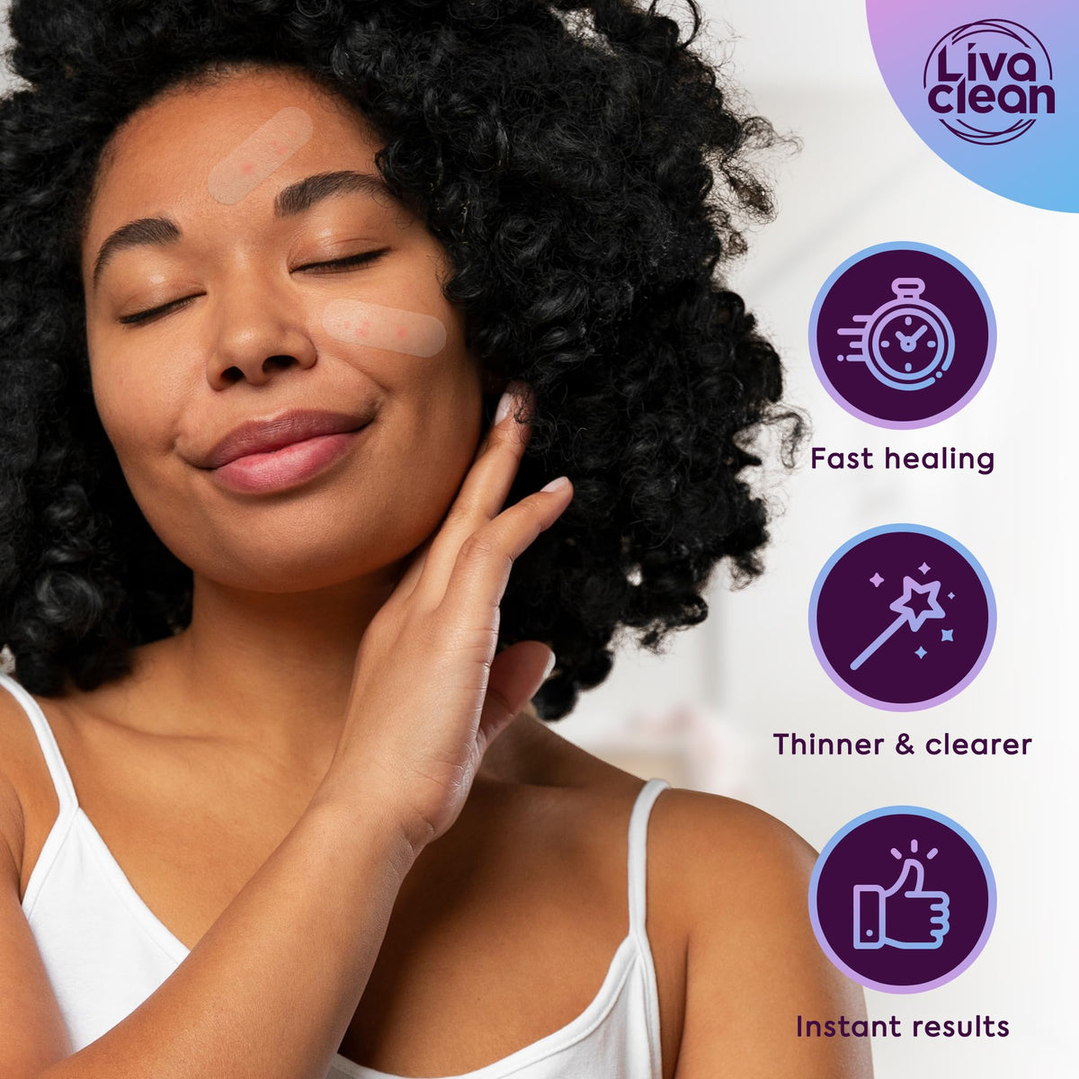 LivaClean patch worn overnight in lifestyle scene promoting restful healing