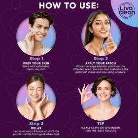 LivaClean patch applied to chin protecting blemish while absorbing fluids