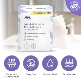 LivaClean patches on cheek in bedtime setting preventing picking