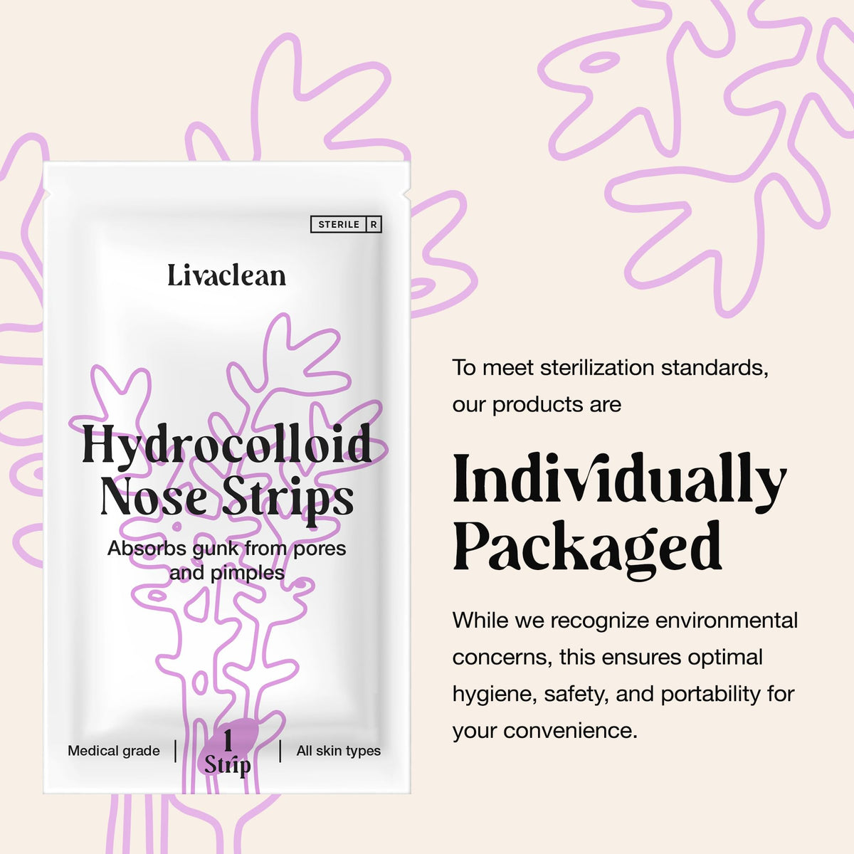 LivaClean removed strip revealing trapped impurities and clearer pores