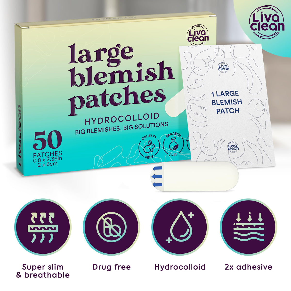 LivaClean large patch next to a hand showing scale and generous coverage