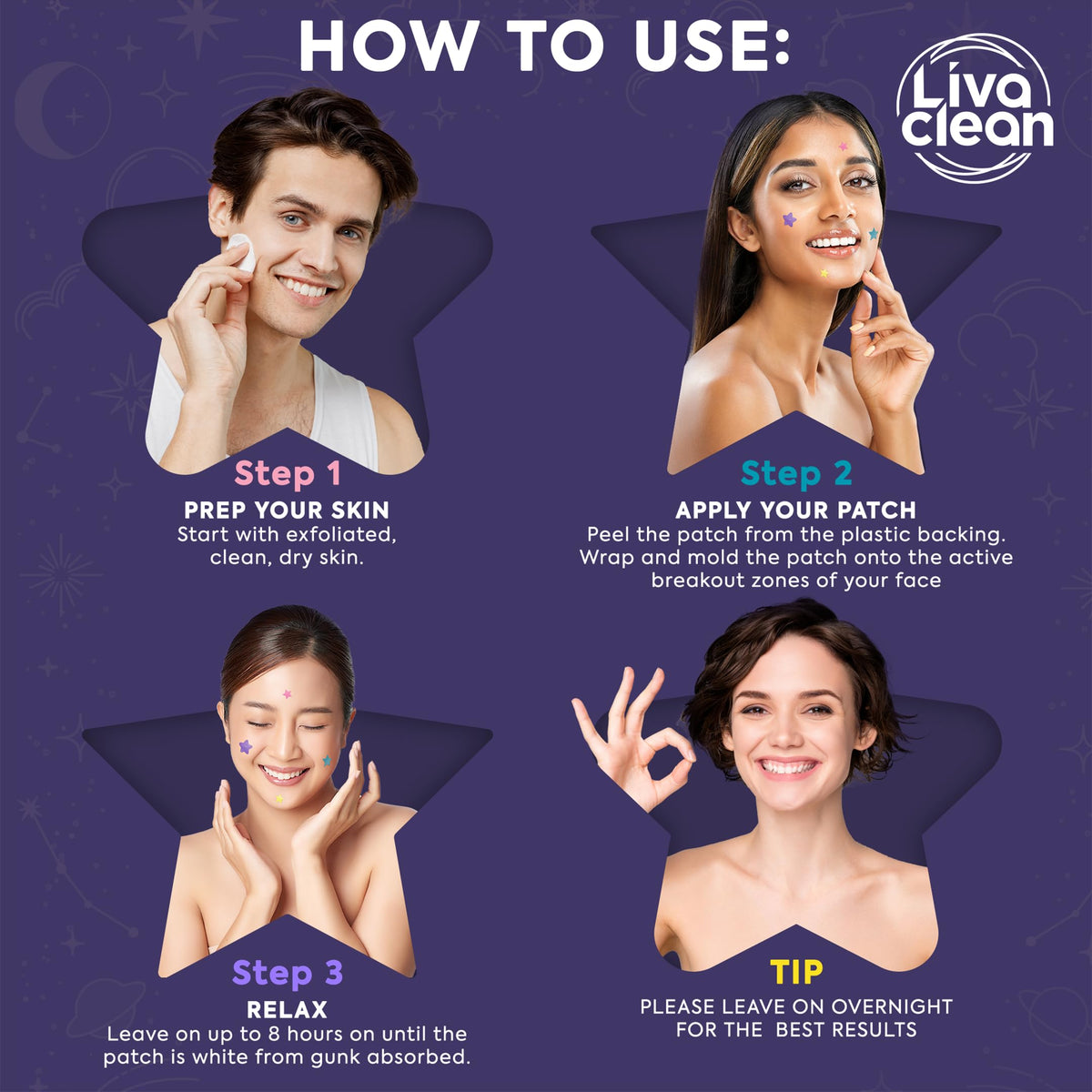 LivaClean three sizes displayed to show fit for different blemishes
