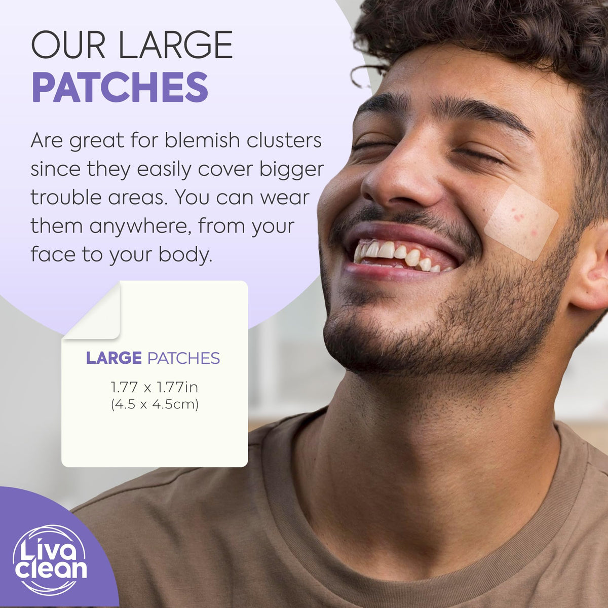 LivaClean trimmed patch sizes showing customizable coverage benefit