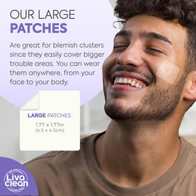 LivaClean trimmed patch sizes showing customizable coverage benefit