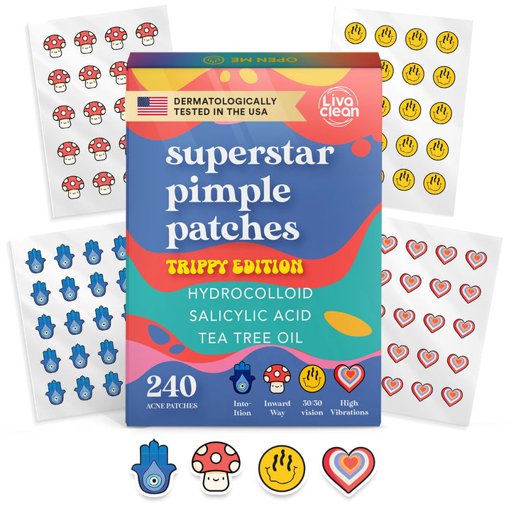 LivaClean front packaging showing 240-count trippy edition patches for reliable overnight protection