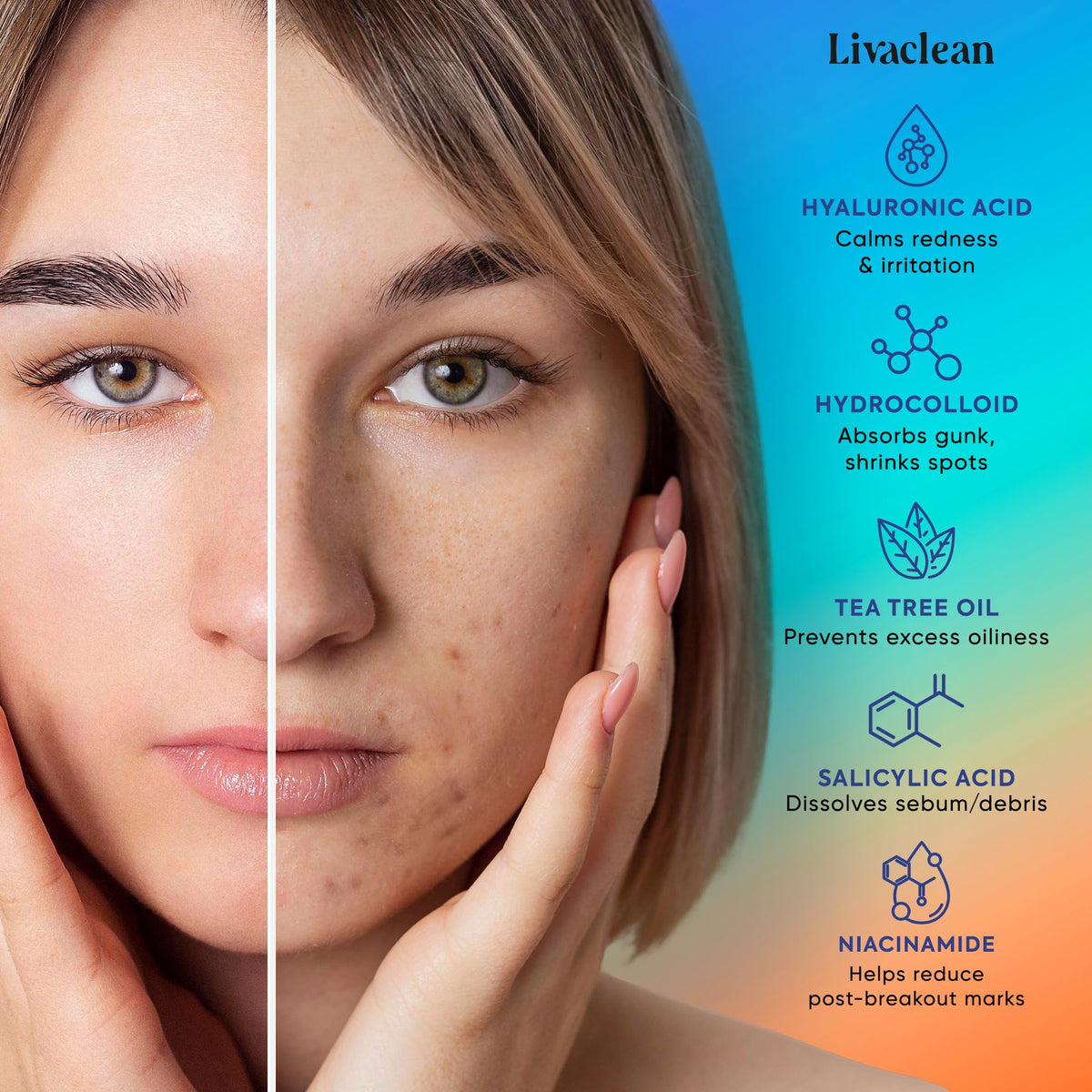 LivaClean under makeup application demonstrating invisible wear