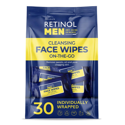 LIVAURA front packaging showing 30-count travel wipes and benefits