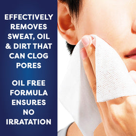LIVAURA man using wipe after workout to remove sweat and oil