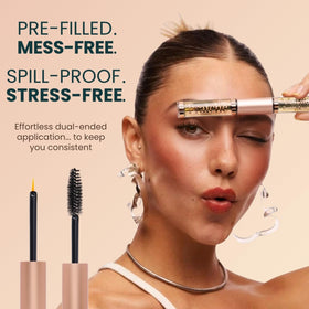 Live Fraiche applied to eyelashes demonstrating neat, targeted nourishment