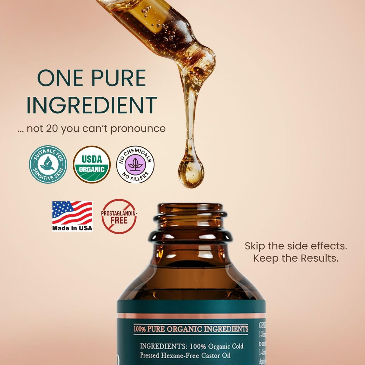 Live Fraiche castor oil drop texture highlighting rich conditioning benefit