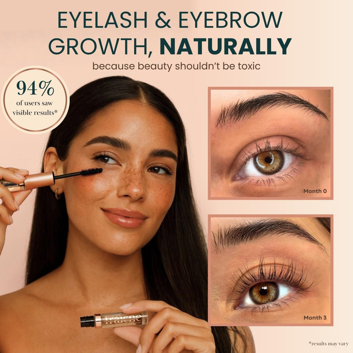 Live Fraiche filled mascara applicator closeup for precise lash application