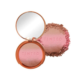 Live Tinted compact front view showing gradient bronzer-blush benefits