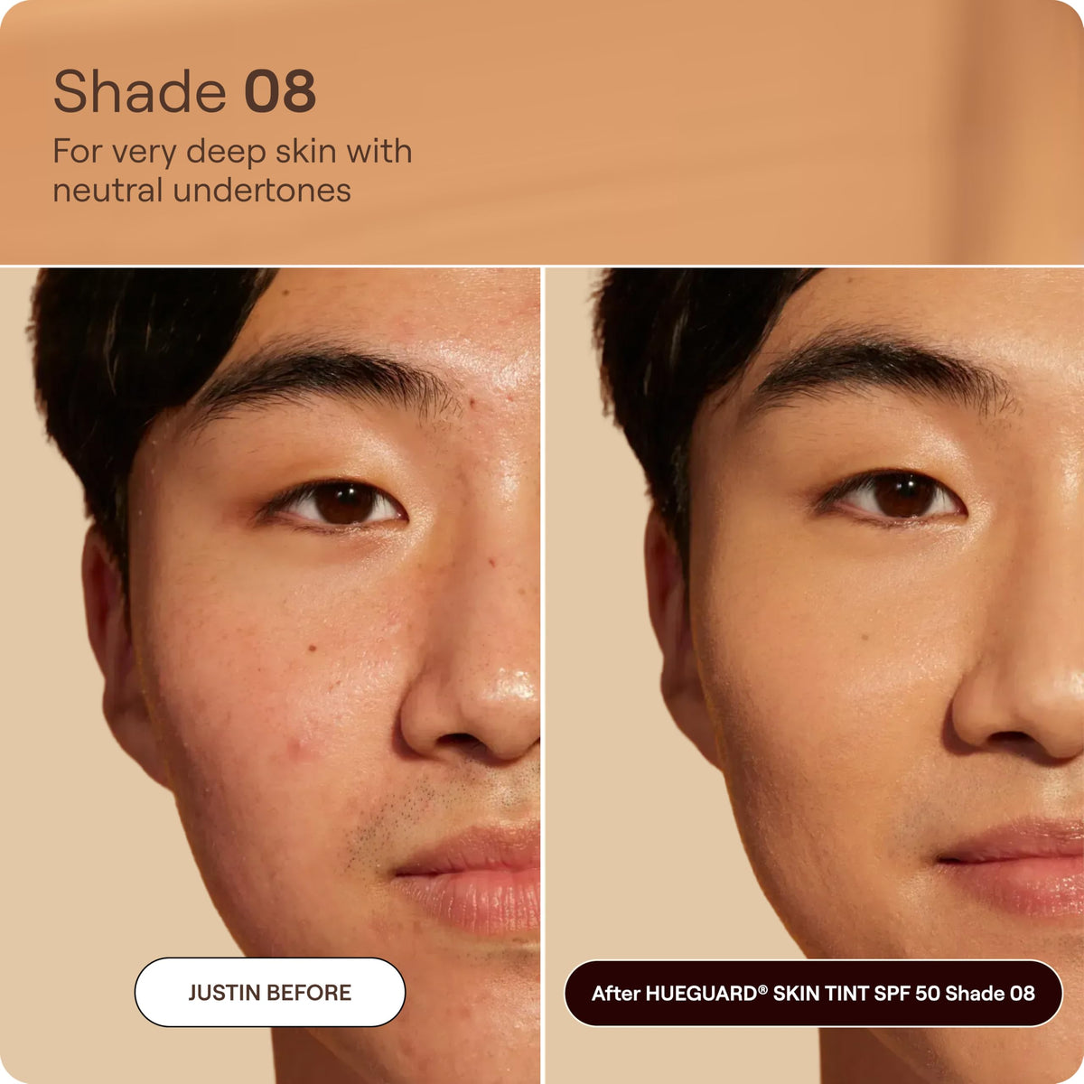 Live Tinted Hueguard blended on skin before and after for natural radiance
