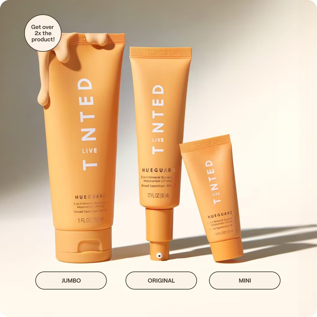 Live Tinted label closeup highlighting zinc oxide and clean formula