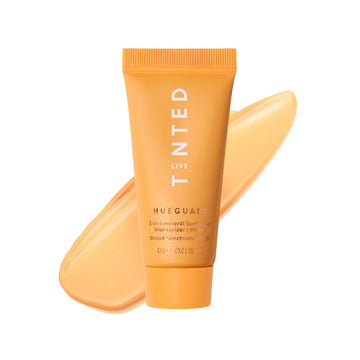 Live Tinted Hueguard mini front tube showing compact travel packaging and SPF convenience