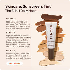 Live Tinted texture close-up displaying dewy lotion for hydrating glow