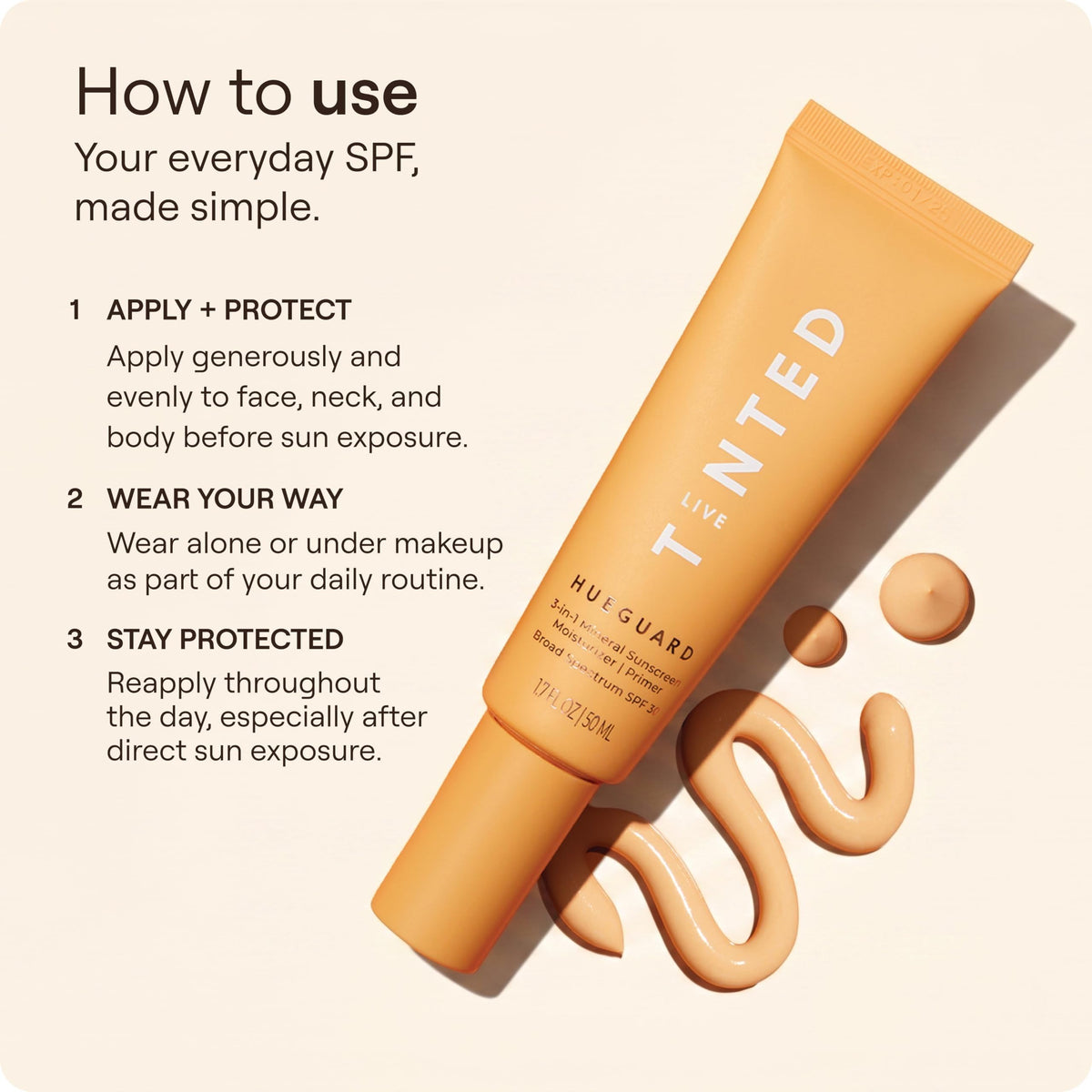 Live Tinted worn under makeup to show even finish and hydration