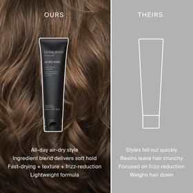 Living Proof applying styler to damp hair for faster air dry