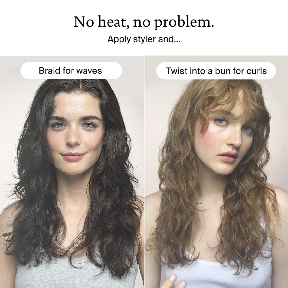 Living Proof visible before and after frizz reduction comparison