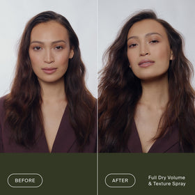 Living Proof before and after volume comparison showing fuller-looking hair