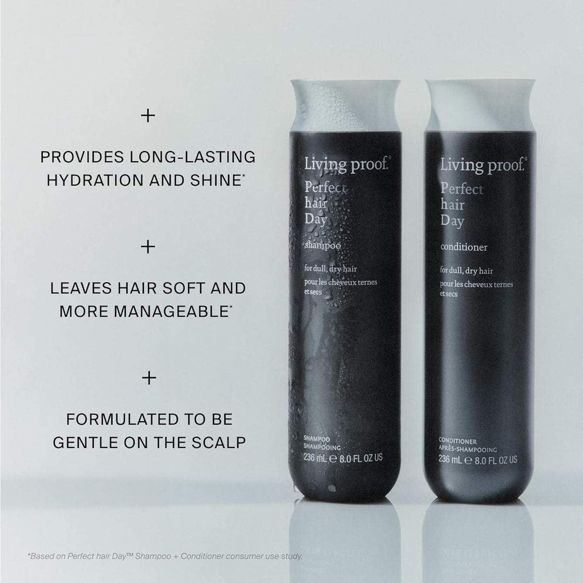 Living Proof bottle back label details showing ingredients and usage benefits